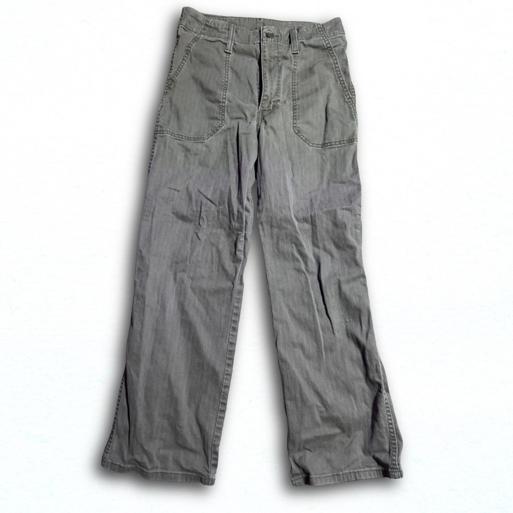 Levis Women 28 Olive Green Herringbone Utility Straight Leg Patch Pocket Pants